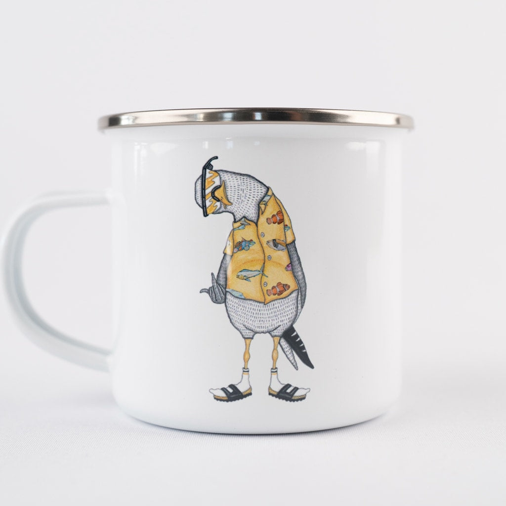 Flipping The Bird Enamel Mug