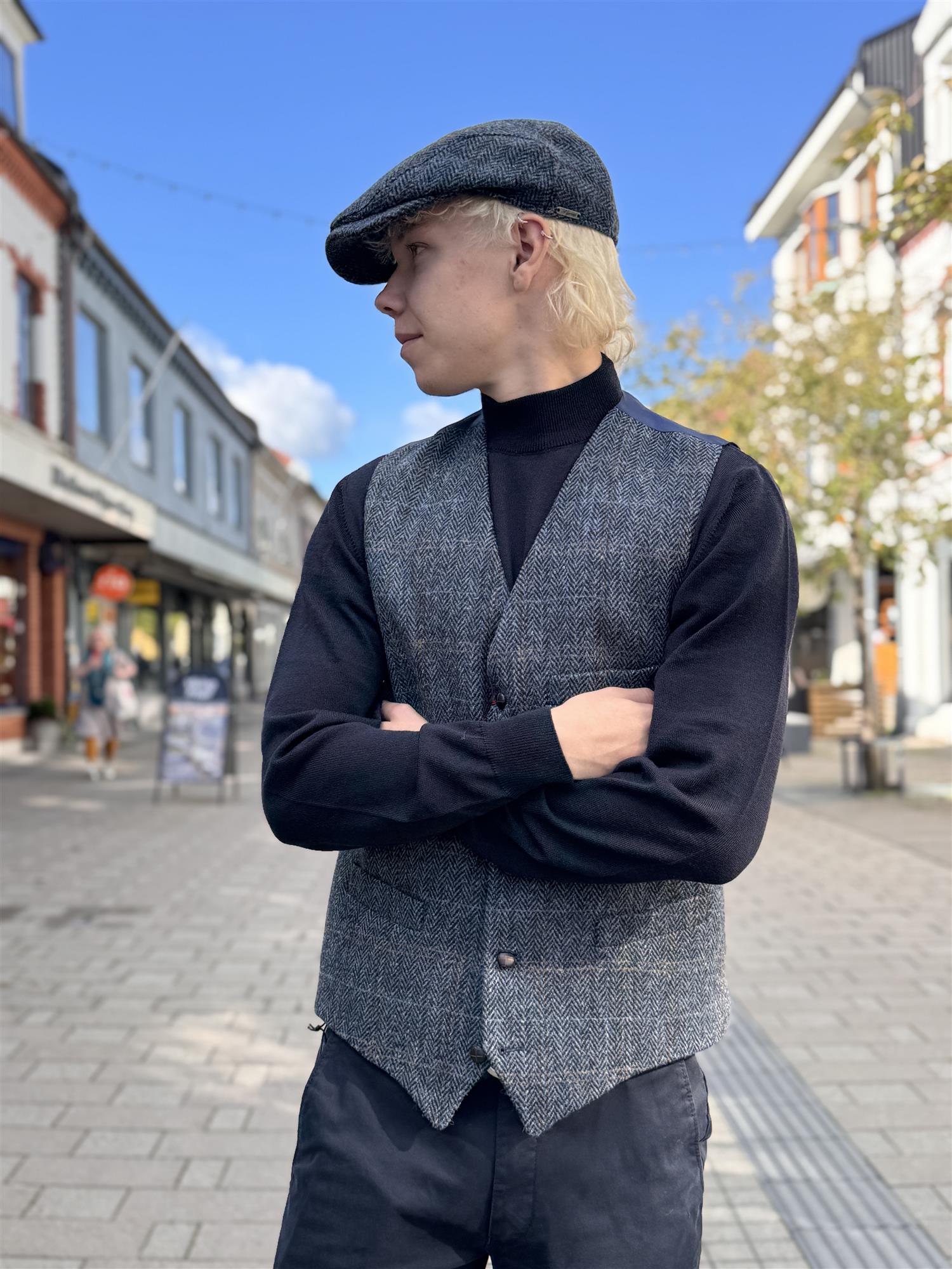 Waistcoat Lee Tweed Herringbone blue check