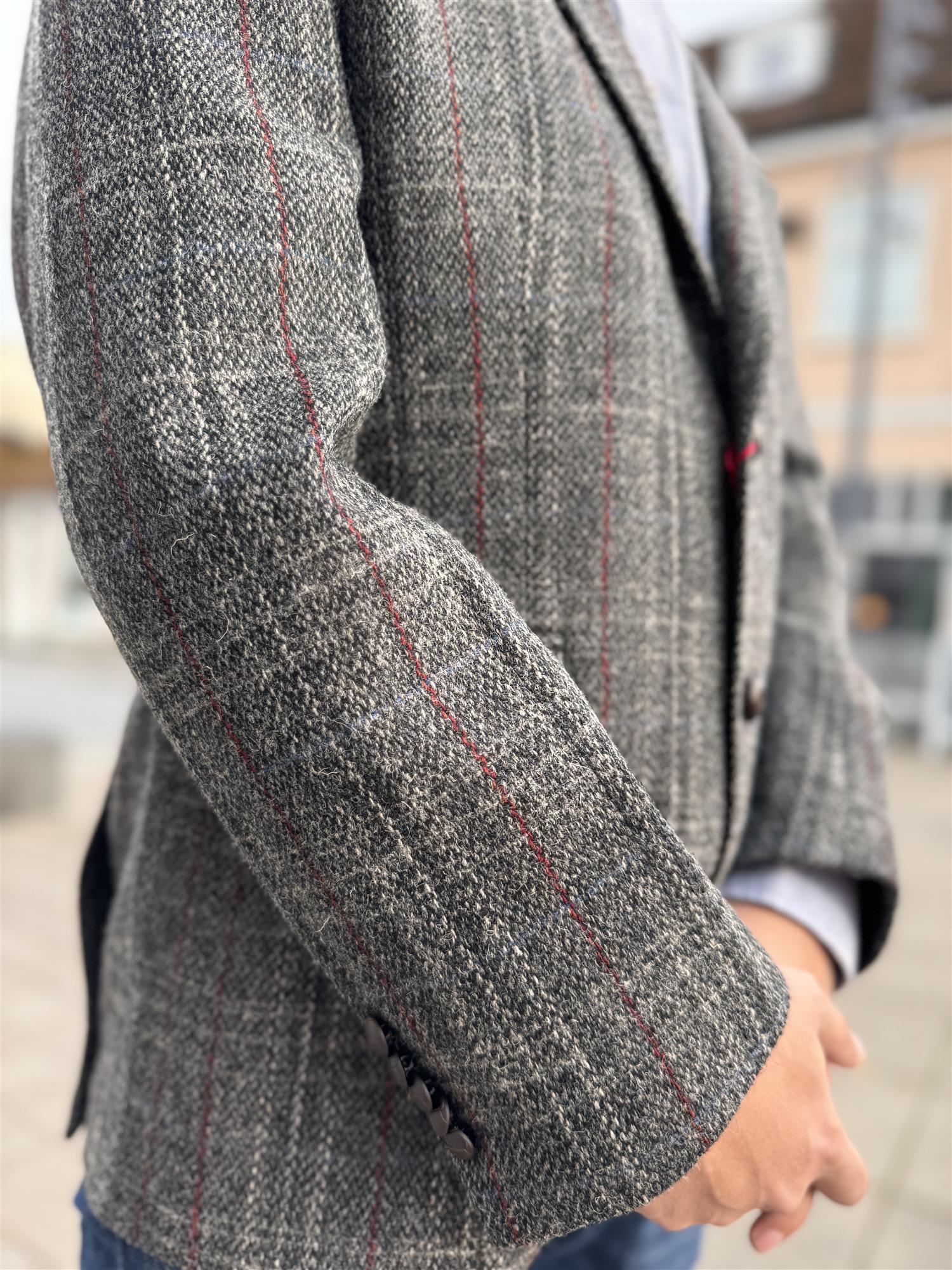 Blazer Lewis Tweed Antracite Red Stripe