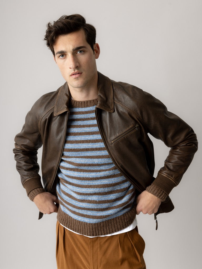 Mmgthom Leather Bomber Jacket