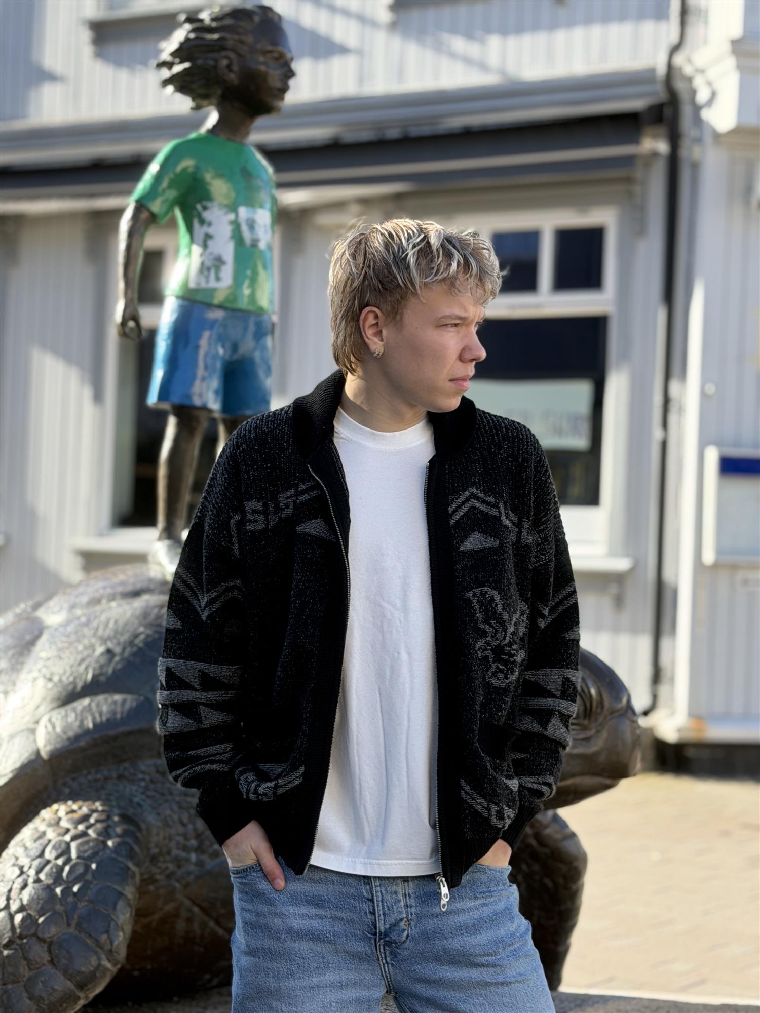 Jacquard Full Zip Cardigan