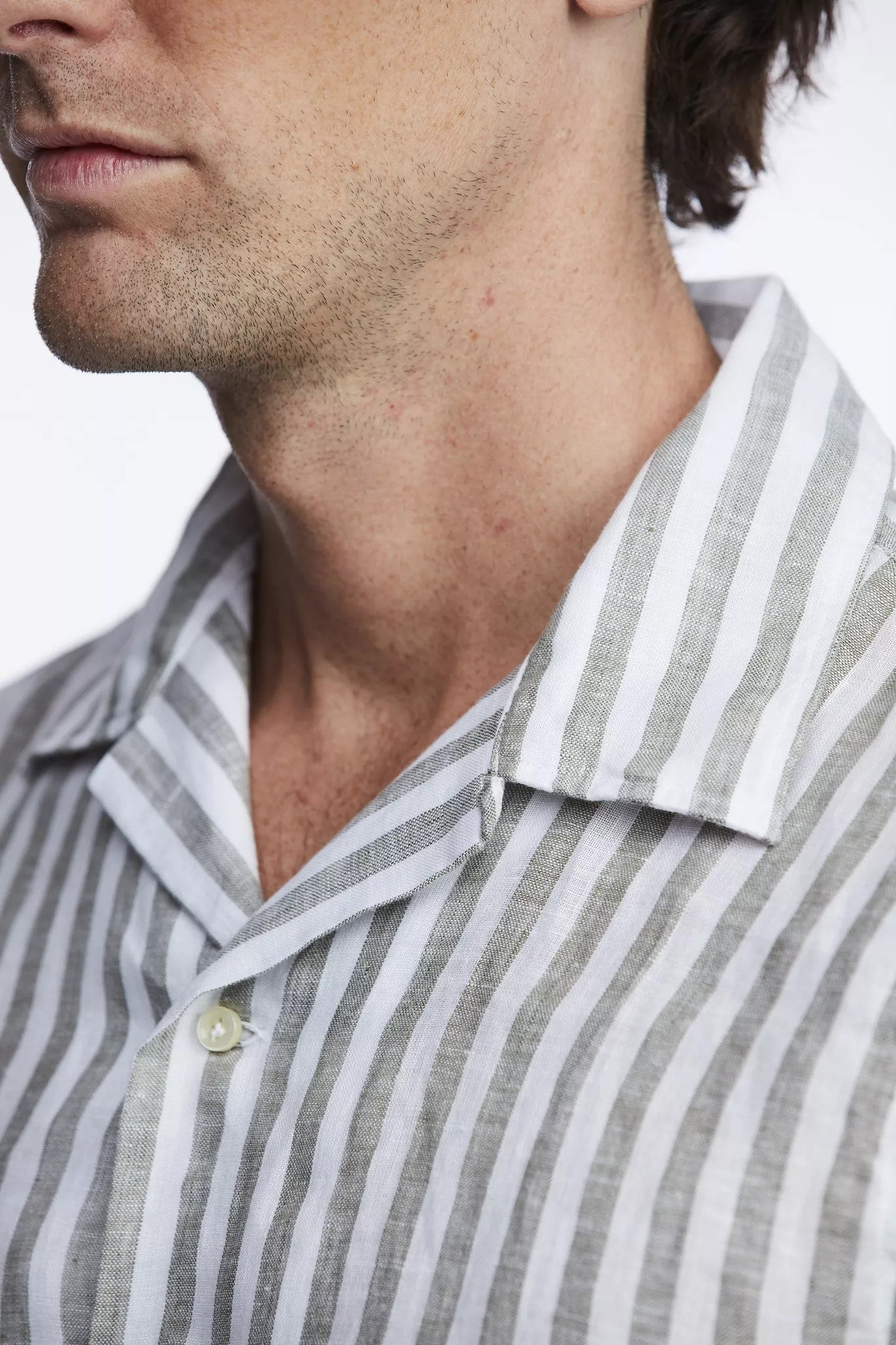 Linen short sleeve stripe shirt